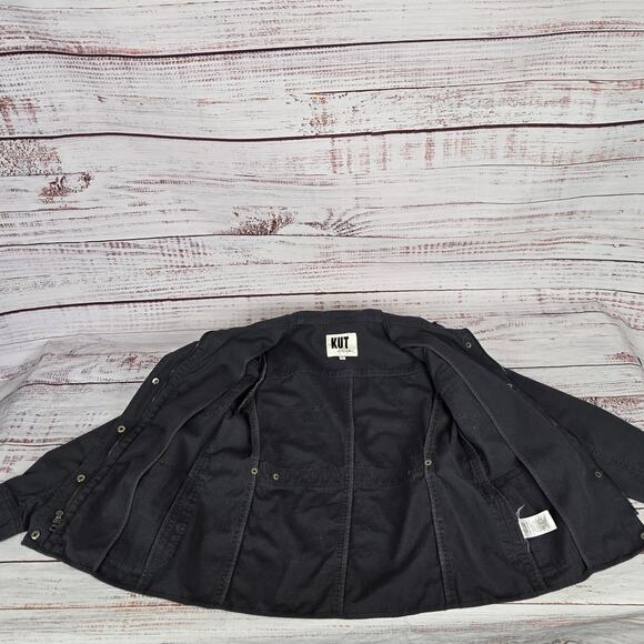 Kut from the Kloth M Dark Gray Barn Chore Coat Cotton Jacket Utility Indie Moto - Picture 7 of 11